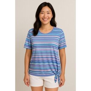 Blair Striped Hip Tie Short Sleeve Top 2XL